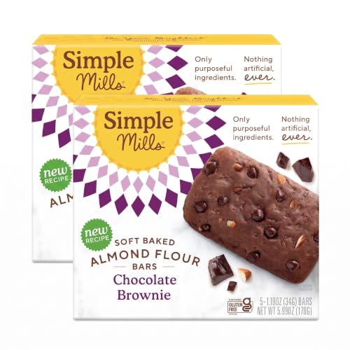 Simple Mills Almond Flour Granola Bars, Chocolate Brownie- Gluten Free, Made with Organic Coconut Oil, Granola Bar Alternative, Healthy Snacks, Paleo Friendly, 6 Ounce (Pack of 2)