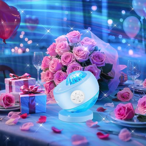 Image of Iceberg Northern Lights Projector, Blue Galaxy Projector with Iceberg Base | 300+ Aurora Effects, 15 White Noise, Bluetooth Speaker, 360 Rotation, Remote Control, Timer, Bedroom Decor