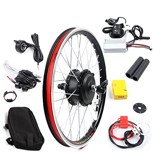 20" Front Wheel Hub Electric Bike Conversion Kit, 36V 250W/48V 1000W E-Bike Powerful Hub Motor Kit with SW-810LED Display Waterproof Wire Front Wheel Hub Assembly Motor Kit (US Stock)