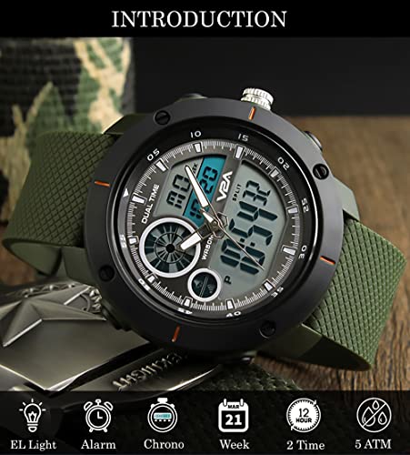 V2A S-Shock Military Green Analog Digital Watch - Image 3