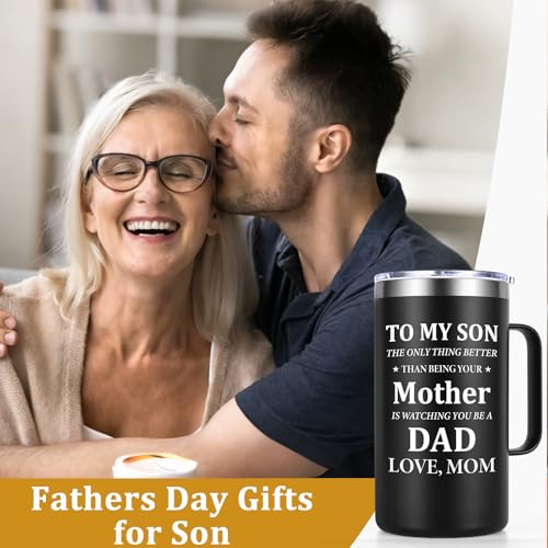 Lifecapido Fathers Day Gift for Son, 20oz Insulated Coffee Mug with Keychain, Birthday Christmas Fathers Day Gift for Son from Mom, Black