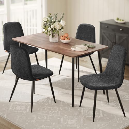 VASAGLE Chaises de Salle à Manger, Lot de 4, Support Métallique, Pieds Réglables, Nettoyage Facile, Chaises de Cuisine, Tissu Chenille, PU Texturé Glacé,...