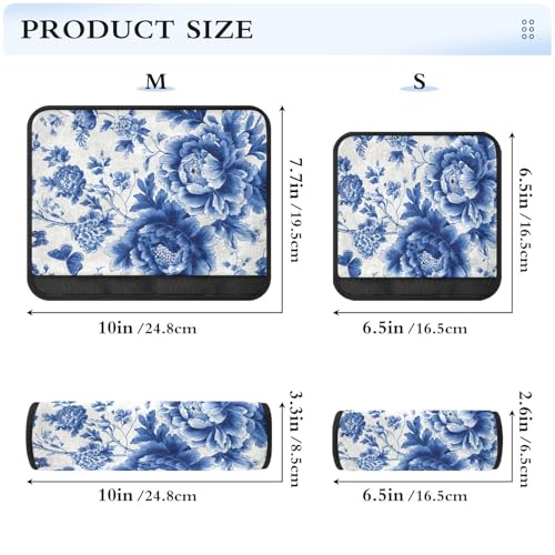 Image of Blue and White Peony Flowers Butterfly Seat Belt Cover Pad 2 Pcs Soft Cute Seatbelt Covers Protector Support Head Neck Shoulder Strap for Car Seats High Chair Backpack for Adults Kids Women Men