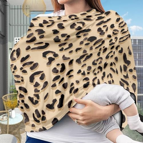 Image of Forchrinse Cheetah Nursing Cover for Babies Breastfeeding Scarf Soft Car Seat Cover Infant Carseat Canopy Multi-Use Cover for Mom