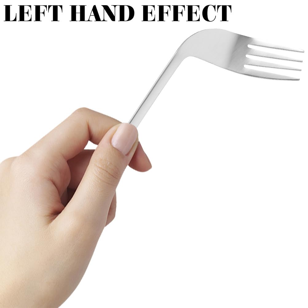 1set Lightweight Ergonomic Angled Fork and Spoon Stainless Steel Eating Assist Utensils for Seniors and Individuals with Mobility Feeding Aid - Image 3