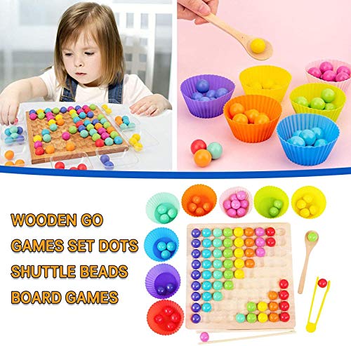 Houten Go Games Set Dots Kralen Board Games Speelgoed Rainbow Clip Kralen Puzzel, Houten Peg Board Kralen Game Rainbow… - Afbeelding 6