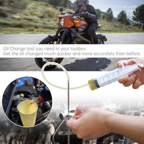 Image of Windance Motorcycle Front Fork Maintenance Tool Kit,Fork Seal Saver Cleaner 45mm-55mm Shock Repairing Tool + Fork Suspension Oil Level Measurement Gauge Oil Syringe Tool (Blue)