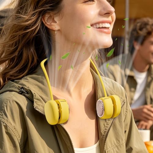 Ventilador de cuello portátil con pantalla LED de 5 velocidades de diseño flexible 4