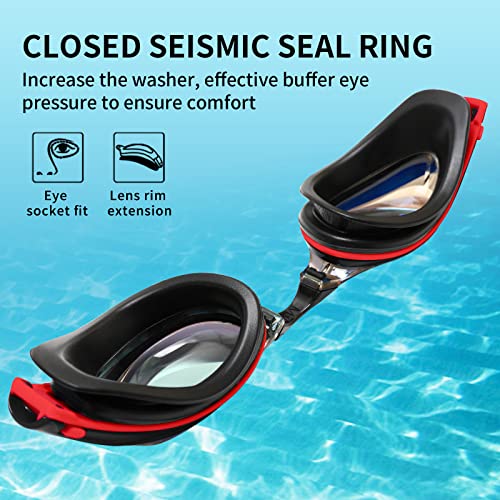 Nearsighted Swim Goggles, Polarized Swimming Goggles Anti-Fog, Uv Protection, Dual Strap, Auto Buckle, Mirror/Non-Mirror Lens #TOP4