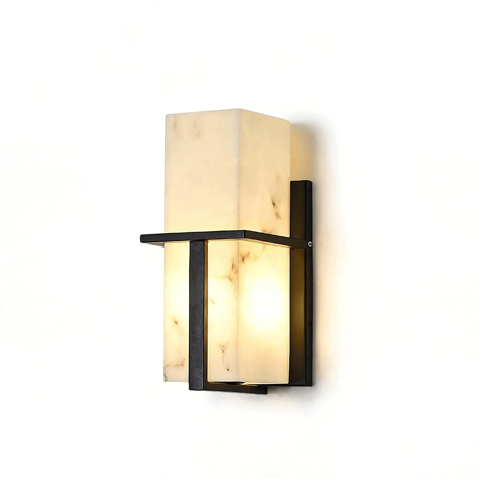 OZBMA Matte Black Outdoor Wall Sconce, Marble Texture Resin Shade, Waterproof Stainless Steel Exterior Lamp for Porch Patio Garden Entryway Balcony Garage Courtyard Cottage