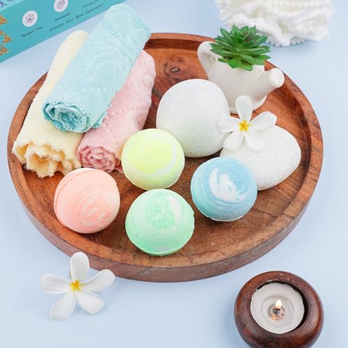 Image of THE BODY BUCKET Aqua, Ylang Ylang, orange and lemongrass relaxing bath bombs - All Natural Handcrafted Aromatic Fragrance - Perfect Bath Gift for Kids, Men & Women- 65 gm each (Pack of 4)