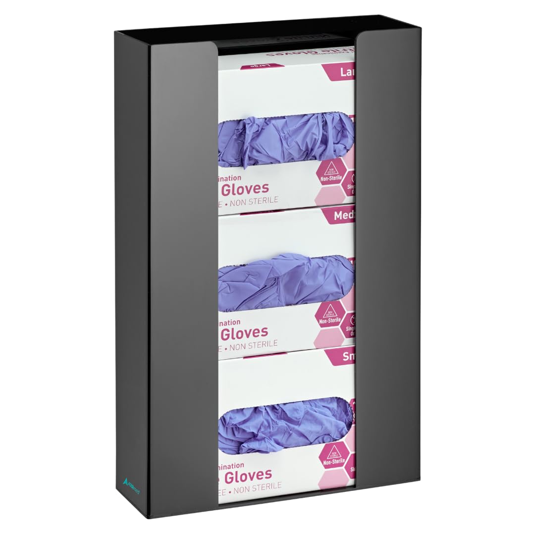 Adir Glove Holder for Wall Mount – Acrylic Glove Dispenser Station for Tissue boxes, Disposable Rubber Gloves Face Masks - Medical Glove Organizer for