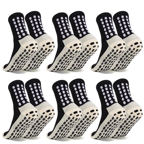 Image of Barrlves 6 Pairs Grip Soccer Socks Colorful Non Slip Sports Football Basketball Hospital Yoga Socks for Men Women