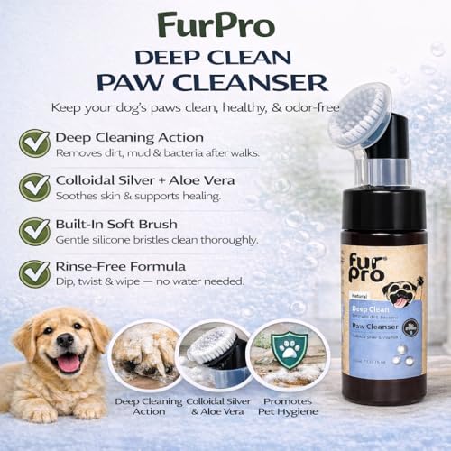 Image of Pet Deep Clean Paw Wash | Dog Paw Cleaner with Soft Brush | Enriched with Colloidal Silver & Aloe Vera for Hygiene & Odor Control - 150ml