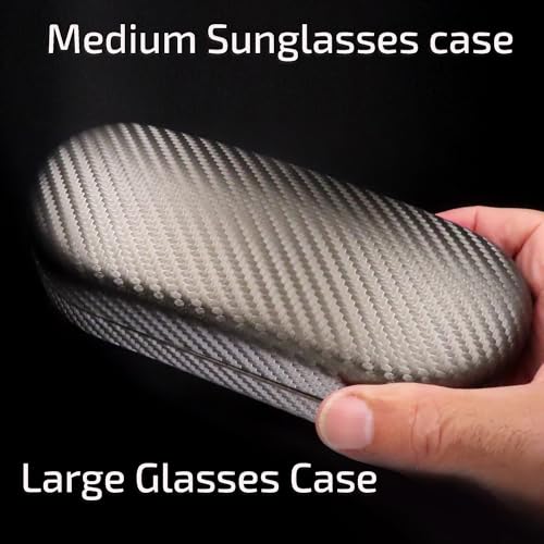 Image of MyEyeglassCase - Large Sunglasses Case - Hard Glasses Case Holder w /Pouch & Cloth - Eyeglass Case Aviator Frames Men & Women