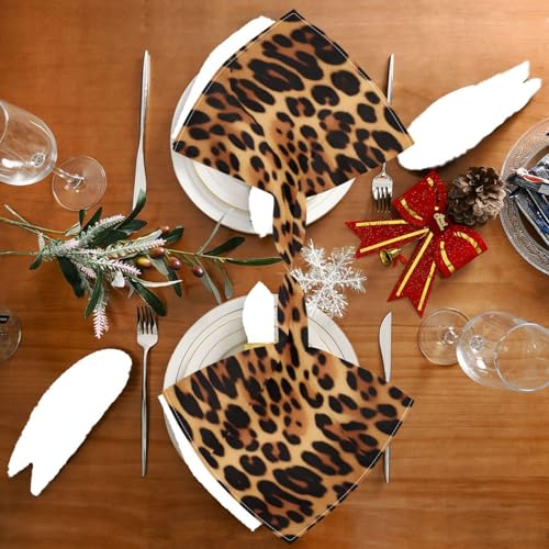 Servilletas de tela cuadradas estampado leopardo 6 unidades miniatura 4