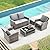 HOMREST 6 Piece Patio Conversation Set, Outdoor Rattan Sectional Sofa Set with Ottoman with Storage, Patio Sofa with Coffee Table for Garden, Porch, Backyard (Gray)