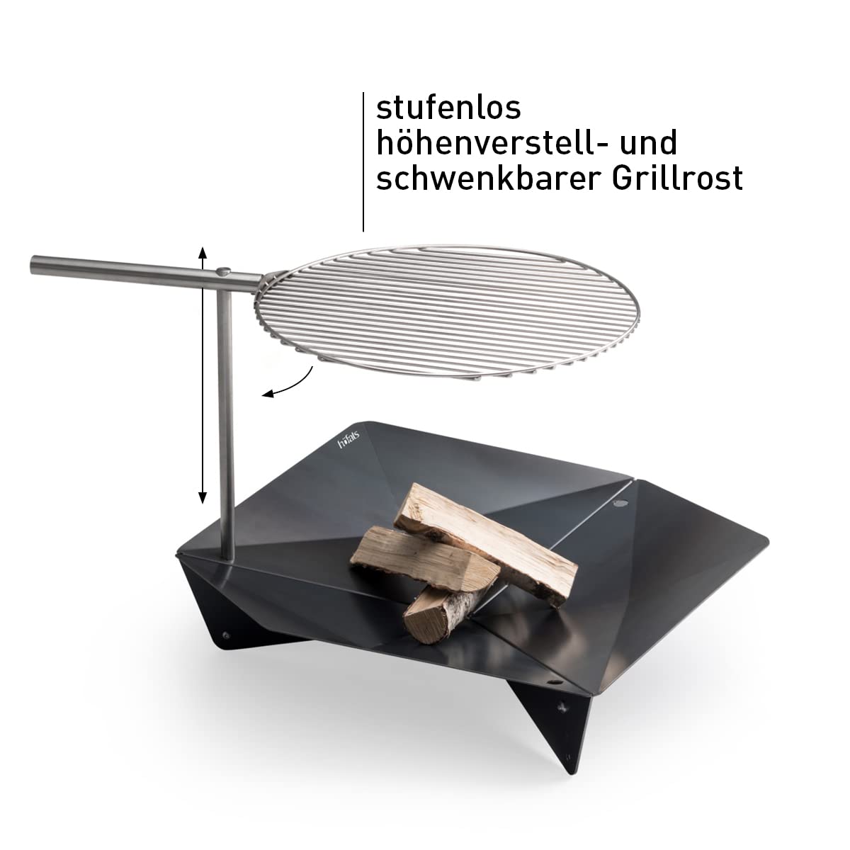 höfats - griglia Triple Grill 55 - trasforma Il focolare Triple in griglia - Regolabile in Altezza e orientabile - in Acciaio Inox - Rotondo - Accessori per Il focolare Triple