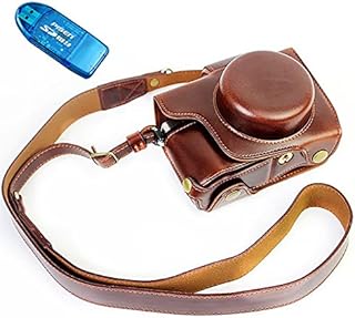 First2savvv XJD-EM10II-HD10G10 dark brown Premium quality full body Precise Fit PU leather digital camera case bag cover with should strap for Olympus OM-D E-M10 Mark 2. EM10 Mark II.with 14-42mm lens + sd card reader