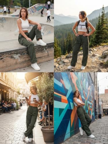 Image of Leriya Fashion Cargo Pants For Woman | Trousers For Womans |High Waist PolyCotton Trouser for Women - Flared Parachute Pants with Side Pockets |Womens Cargo Pant | Track Pant For Womans |Elegant for College & Events (Available in Plus Size)