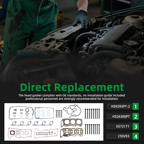 Image of Head Gasket with Bolts Set, 4.0L HS9293PT-2, CS9293, ES72171, for Ford Explorer Ranger 2000-2003, for Mercury Mountaineer 2002-2003, for Mazda B4000 2001-2003, 4.0L SOHC(90pcs)