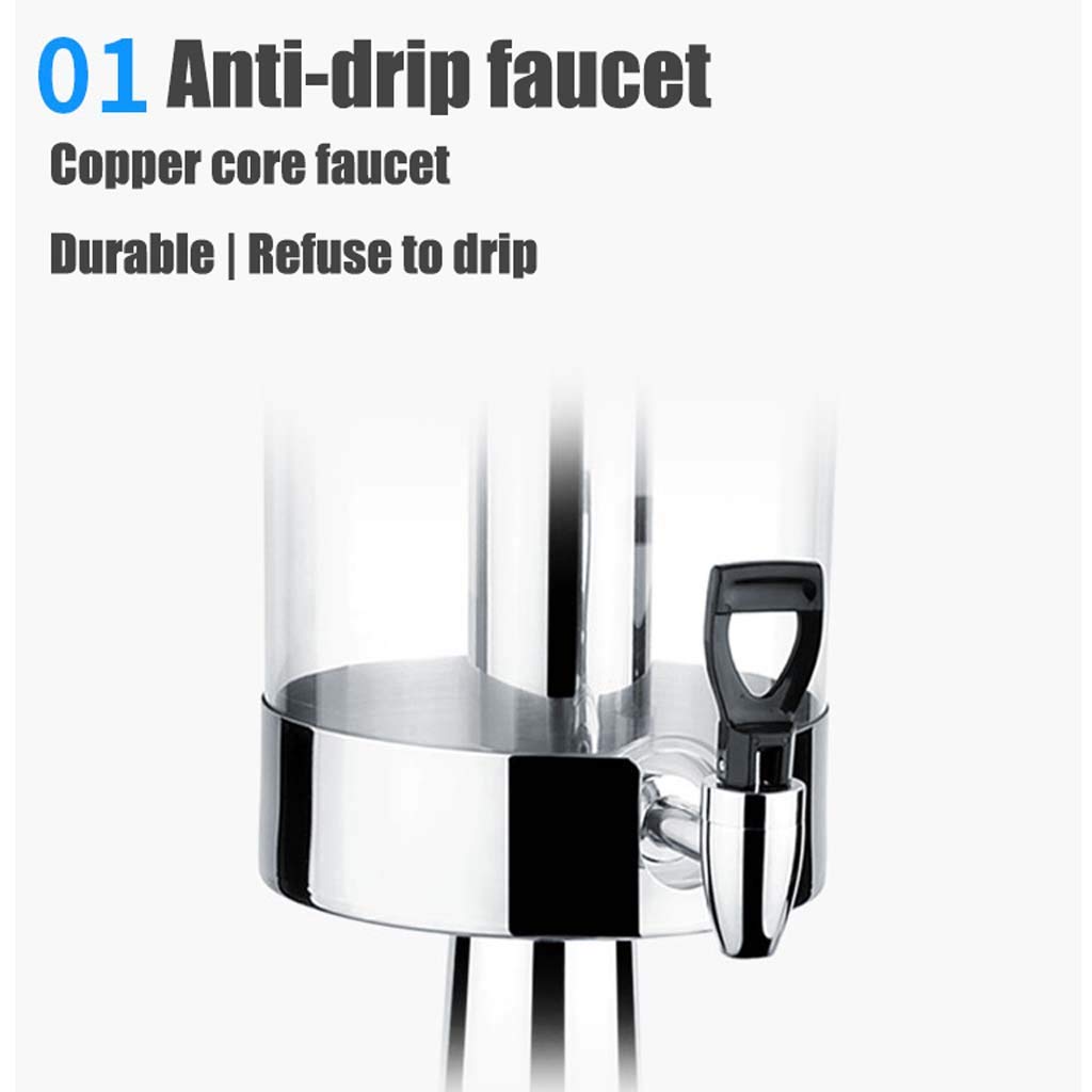 Trípode de jugo de acero inoxidable de 3L, cubo de jugo de máquina de bebidas de autoservicio de 6L | Máquina de bebidas frías de una cabeza y dos cabezas | Barril de bebidas de leche transparente c