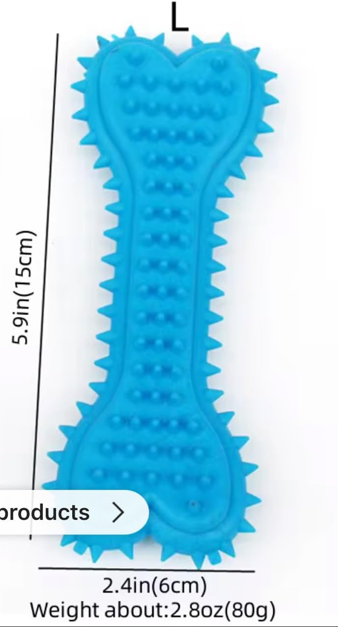 Dog Chew Toy, Spiky Bone Design, 2 Small 4.1" & Large 5.9", Durable TPR Material, Blue, Pink, and Green (Blue, Green, Pink (Pack of 3), Large)