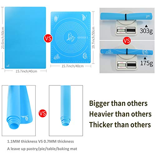Super Kitchen Food Grade Non-stick Silicone Pastry Mat - For Heat Resistant Nonskid Table Mat,Silicon Baking Mat, Dough Rolling mat,Countertop Protector, Pie and Fondant Mat 23.6''15.75'' (Blue) - Thumbnail 4