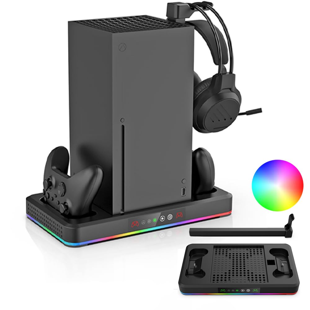 Cooling Fan Charging Stand for Xbox Series X S Console Controller Vertical Cooler System Dual Charger Station Dock
