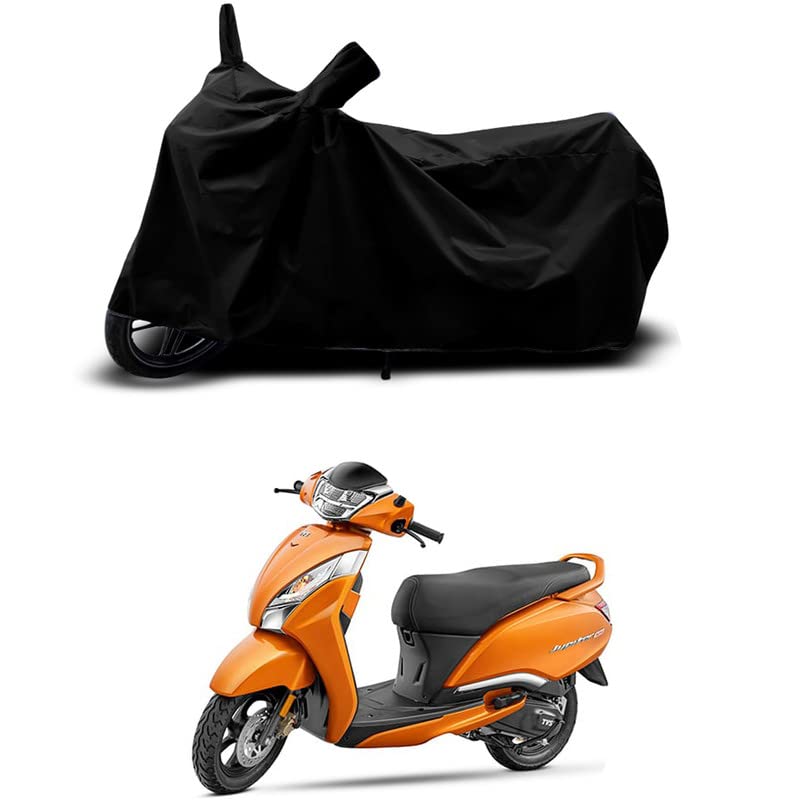 Image of 100% Scratchproof /UV-Rays /Heat Protection /Birds Dropping /Water Resistant /Dust Proof /Waterproof /Full Bike Scooty Two Wheeler Body Cover Compatible for Jupiter 125 Drum All Varients[Black]