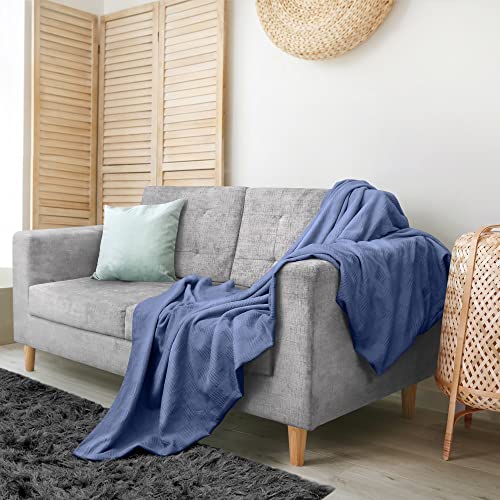 Image of Utopia Bedding Wedgewood 100% Cotton Blanket [Queen Size - 90x90 Inch] 350GSM Lightweight, Soft and Breathable Thermal Blanket for All Seasons (Pack of 8)