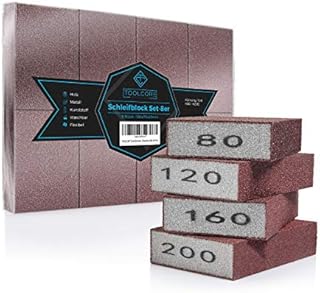 TOOLCORE® Schleifschwamm | 8 Stück - K80-200 | Flexibel & Waschbar | Holz-Metall-Kunststoff | Schleifpapier, Handschleifer, Schleifklotz,