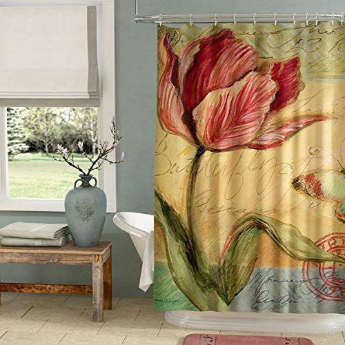 Image of 3D Flower Digital Printed Polyester Fabric Curtains for Bed Room, Kids Room, Color Red Window /Door /Long Door (D.N.1470) (2, 4 x 7 Feet (Size : 48 x 84 Inch) Door)