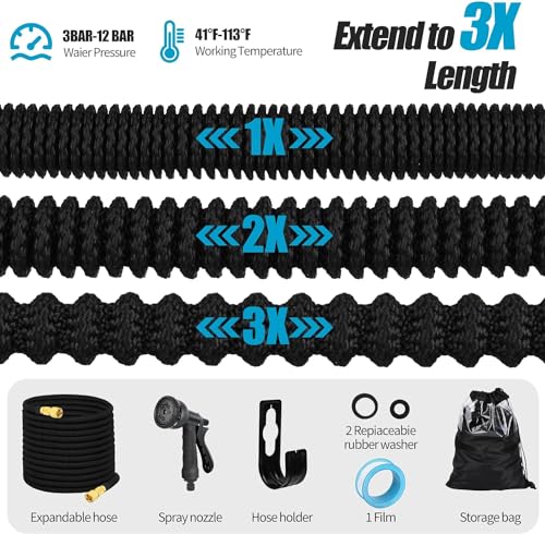 Tuyau d'arrosage extensible 8 modes LINGKY avec connecteur laiton robuste