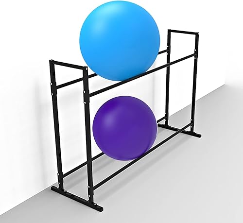 Organizador de almacenamiento de bolas de yoga resistente, soporte de exhibición de bolas de yoga de pie, para gimnasio en casa, estudio o comercial
