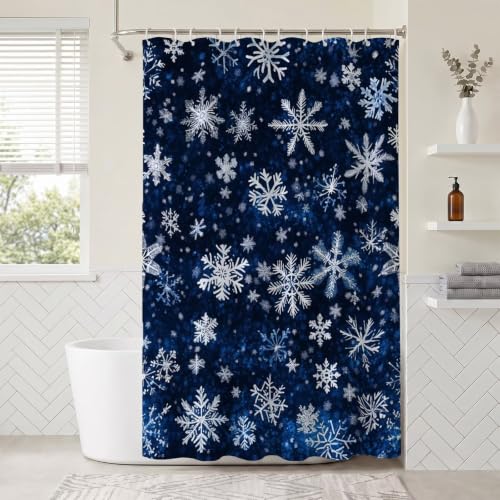 Rideau de douche flocon de neige en tissu polyester haut de gamme