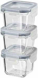IKEA ASIA 365+ Food container with lid, SquareGlass 180ml, Set of 3