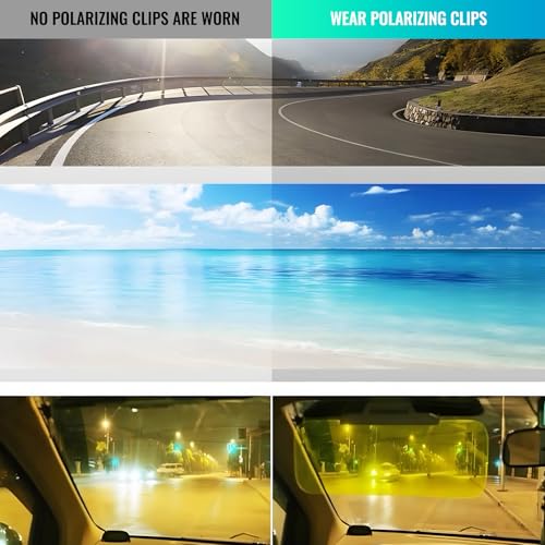 Image of Clip on Polarized Night Vision Driving Glasses Flip up Sunglasses UV-400 to Wear Over Glasses for Night Driving