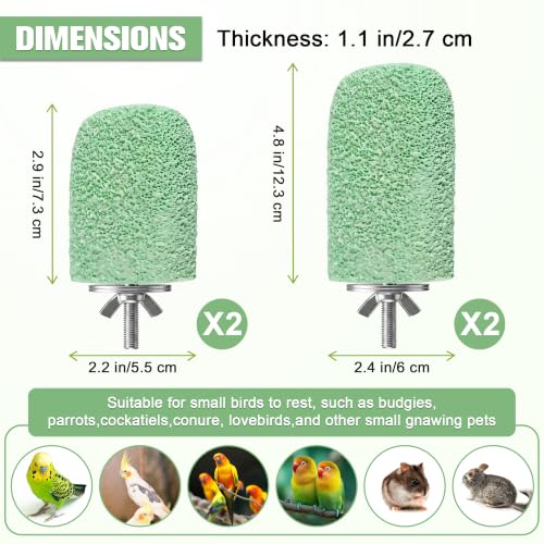 Image of 4 Pcs Bird Beak Grinding Stone, Resin Bird Perch Stand, Parrot Perch Stand | Parrot Perch for Cage, For Small Medium Cockatiel Lovebird Finch Chinchillas Hamsters, Climbing Ledge, Grinding Claws & Beaks