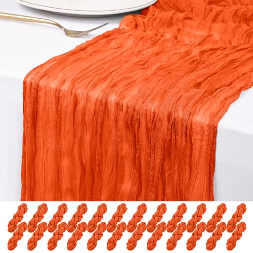 ABKLESACH 24 Pack Orange Table Runner 20x120 inch Cheesecloth Table Runner
