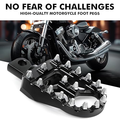 Image of DREAMIZER Wide Foot Pegs for Motorcycle,Black CNC MX Chopper Bobber Style Motorcycle Footpegs 360 Roating Front Rear Footrest Compatible with Harley Dyna Sportster Iron 883 and More