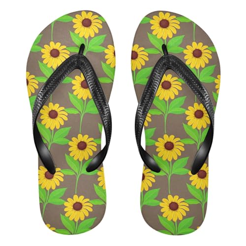 Sunflowers Green Leaves Flip Flops for Beach Thong Sandals Anti-slip Lightweight Flat Slippers for Indoor Outdoor House