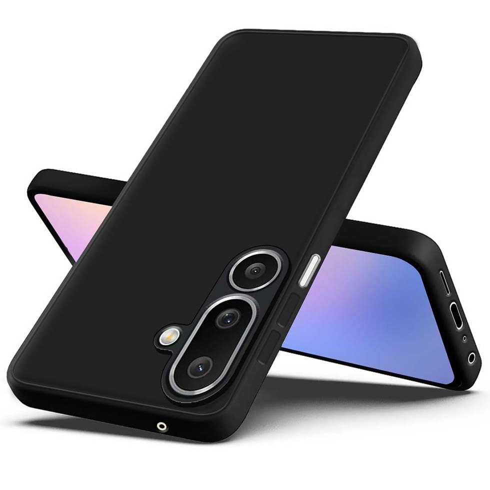 Image of Fashionury Liquid Silicon Back Cover for Samsung Galaxy M36 5G / F36 5G | Camera Protection | Inner Velvet Fabric | Anti-Fingerprint | Ultra Slim Case (Black)