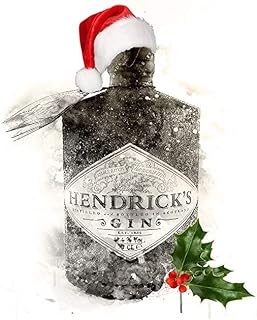 Gin Poster, Christmas Decor, Christmas Hendricks,Xmas Greetings, Kitchen Decor, Party Decorations,Gin Wall Art Bar Decor Kitchen Print Gift, Welcome Sign 5 size options available UNFRAMED