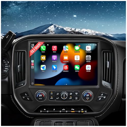 13.1" QLED Car Radio Stereo Upgrade for Chevy Silverado & GMC Sierra 2014-2018, 8-core Head Unit 4GB+64GB with CarPlay/Android Auto,2K Touch Screen and 1080P Backup Camera