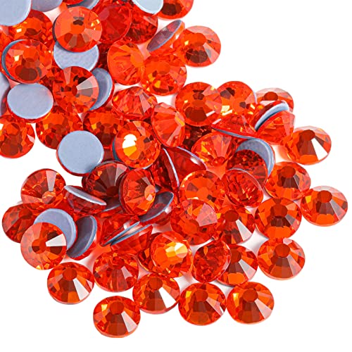 Beadsland Hotfix Rhinestones, 2880pcs Flatback Crystal Rhinestones for Crafts Clothes DIY Decorations Orange, SS10, 2.7-2.9mm
