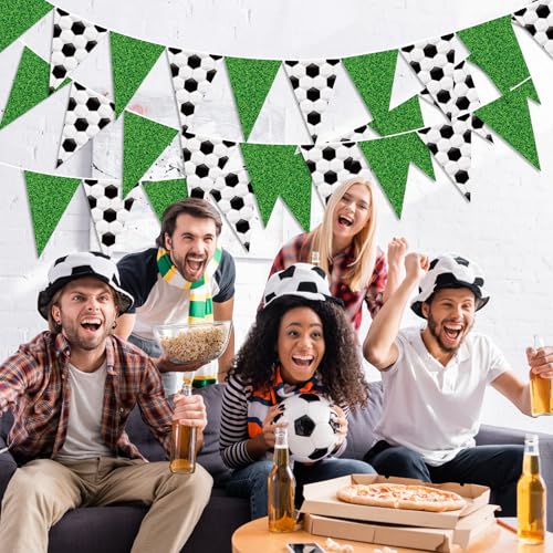 Image of Jetec 5 Pcs 49 ft Soccer Party Decorations Pennant Banner Theme Triangle Flags Garland Bunting Banner for Soccer Fans Outdoor Indoor Home Sport Birthday Party Decorations Supplies
