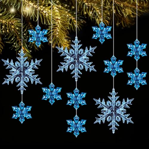 Kiiwah 25 Stück Acryl Schneeflocken Christbaumschmuck, Schneeflocken...