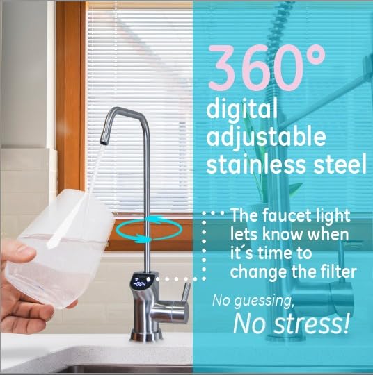 Purikor PK-EASY-600N-Under Sink Reverse Osmosis System, 4 Stage Tankless, Purified Unit Water Filter, NSF/ANSI 372 & 58 Certified, Smart 360 LED Faucet, 600 GPD