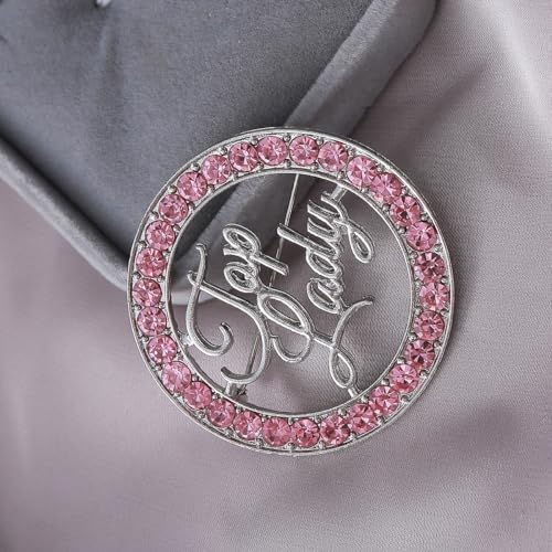 Image of Women Brooch Pink Diamond Top Lady Letters Social Broach TLOD Pin Gifts Jewelry